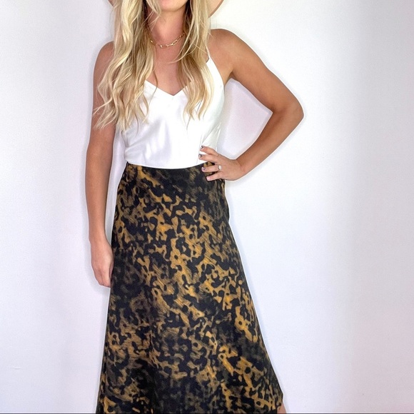 Lafayette 148 Black and Brown Animal Print Midi Dress - Picture 5 of 11